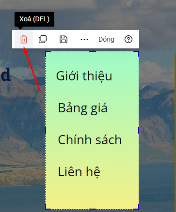 xóa trực tiếp trên popup 