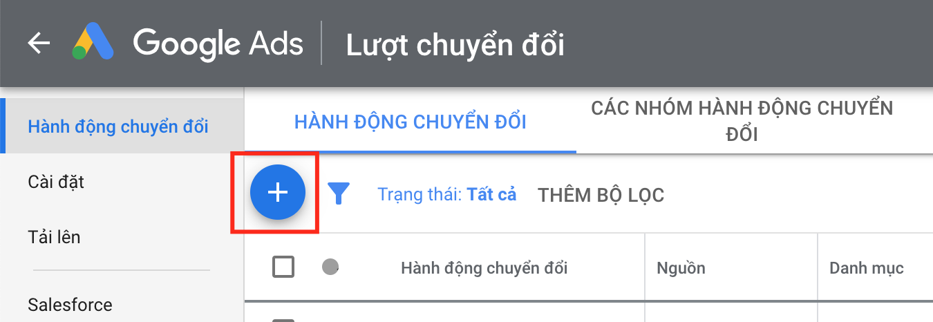 Tạo một hành động chuyển đổi mới